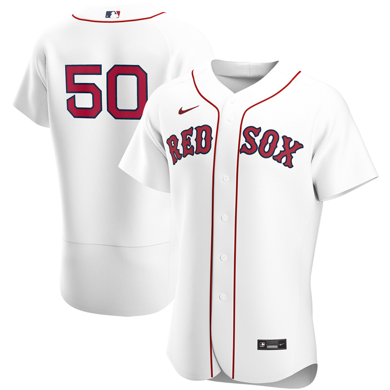 2020 MLB Men Boston Red Sox 50 Mookie Betts Nike White Home 2020 Authentic Player Team Jersey 1